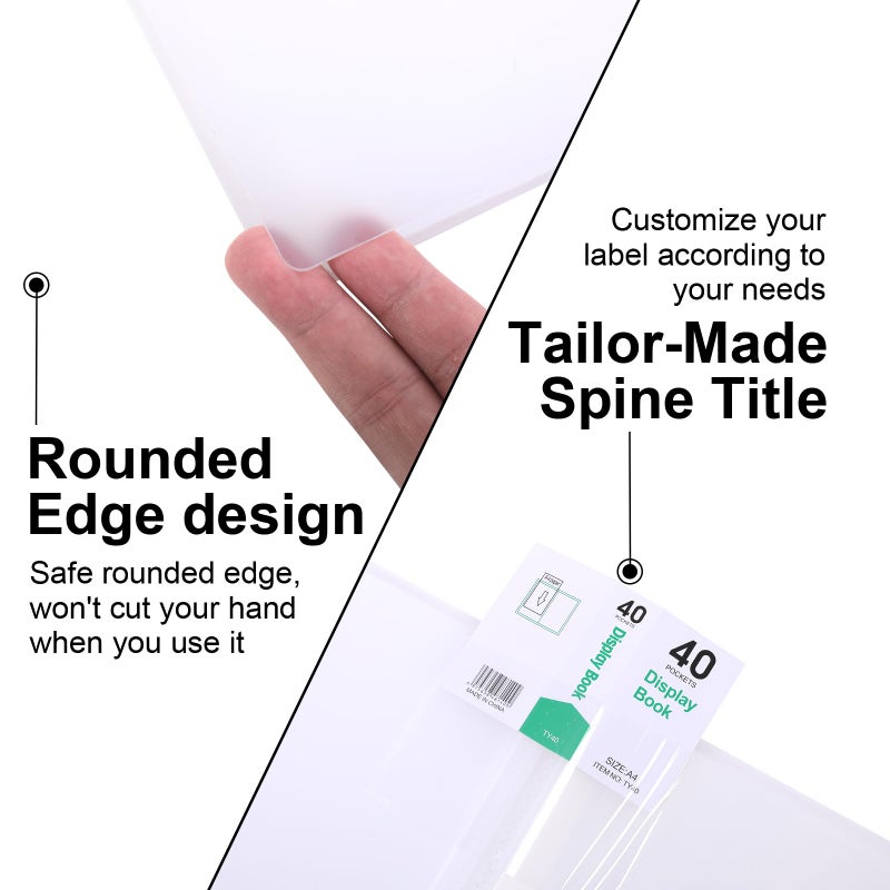 Phyxin 80-Pocket Portfolio Binder Organizer, Binder Sheet Protectors 8.5" x 11", Displaying 160 Page Plastic Folders for Documents, Document Organizer for Concert, Artwork, School & Office Use, White - Image 4